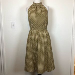 Mario Balthazar green white geometric halter dress